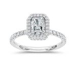 14K White Gold lab-grown diamond 1 5/8 ct.tw. elongated radiant-cut engagement ring, front view.