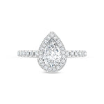 14K White Gold lab-grown diamond 1 5/8 ct.tw. pear-shape engagement ring, close-up detail shot.