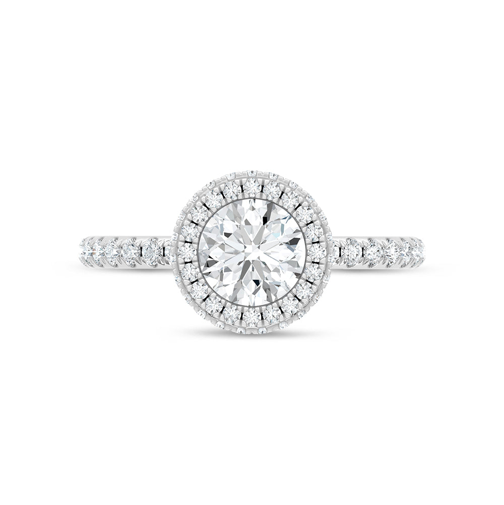 14K White Gold lab-grown diamond 1 5/8 ct.tw. round-shape engagement ring, close-up detail shot.