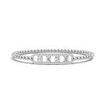 Diamond bangle in 14k White Gold, set with 1.05 CTW lab grown diamond, with round-cut stones, close-up detail shot.