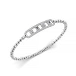 Classic 14k White Gold diamond bangle, featuring 1.05 CTW lab grown diamond, side profile view.