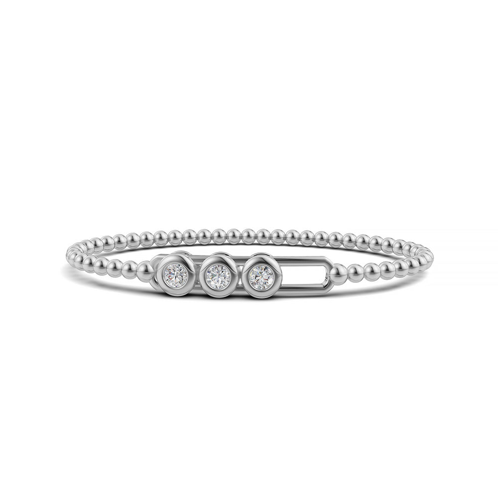 14k White Gold diamond bangle, featuring 0.7 CTW lab grown diamond, in a round cut, close-up detail shot.