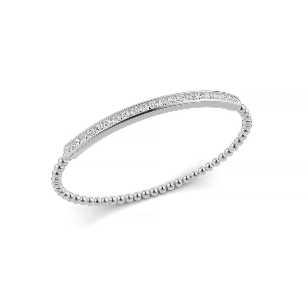 Diamond bangle in 14k White Gold, featuring 1.49 CTW lab grown diamond, side profile view.