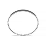 14k White Gold diamond bangle, set with 1.49 CTW lab grown diamond, worn lifestyle shot, handcrafted, ships free nationwide.