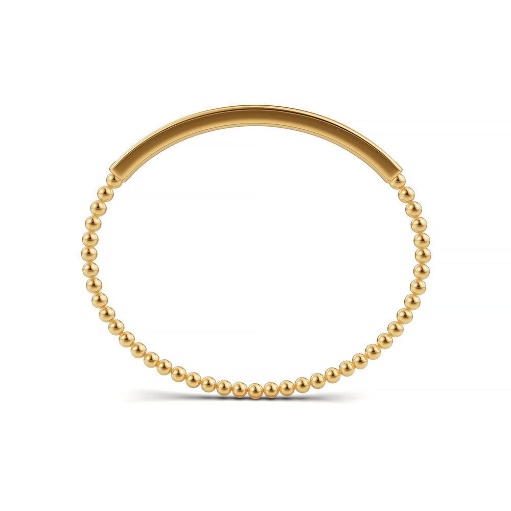 Diamond bangle in 14k Yellow Gold, featuring 1.49 CTW lab grown diamond, worn lifestyle shot, shipped free across the USA.