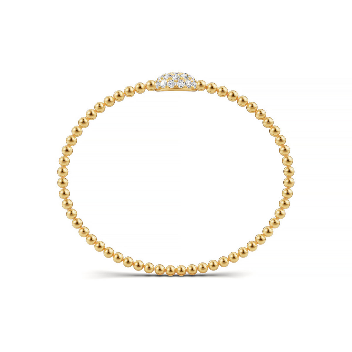 Handcrafted 14k Yellow Gold diamond bangle, set with 1.32 CTW lab grown diamond, worn lifestyle shot.