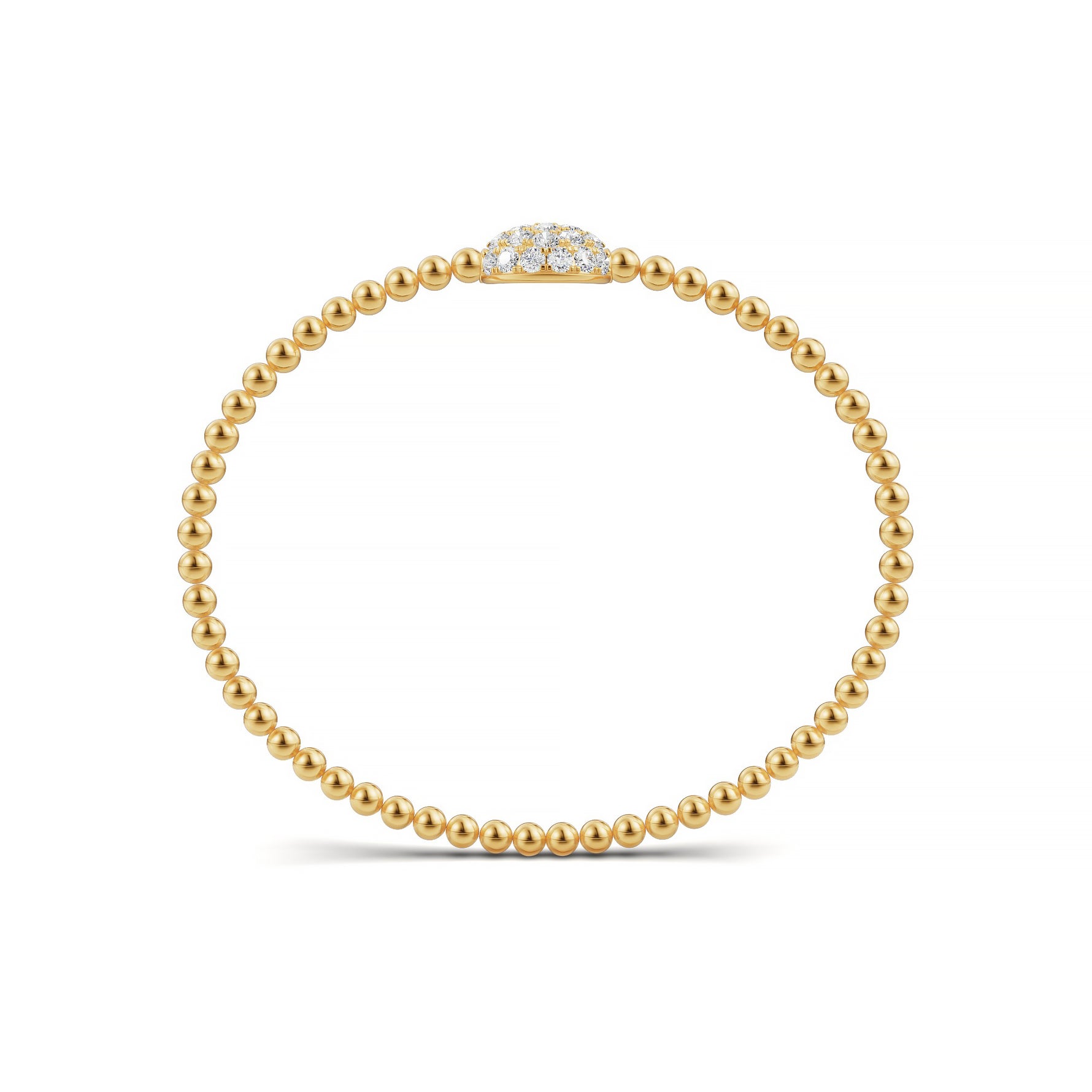Handcrafted 14k Yellow Gold diamond bangle, set with 1.32 CTW lab grown diamond, worn lifestyle shot.