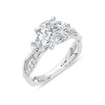 14K White Gold lab-grown diamond 2 3/8 ct.tw. round-shape engagement ring, side profile view.