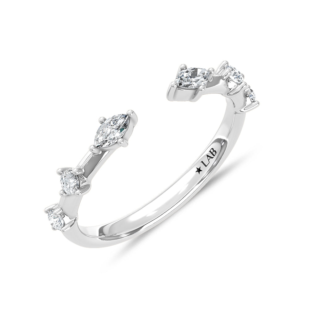 Lab-grown diamond 1/4 Ct. fashion band in 14K White Gold, top-down studio view.