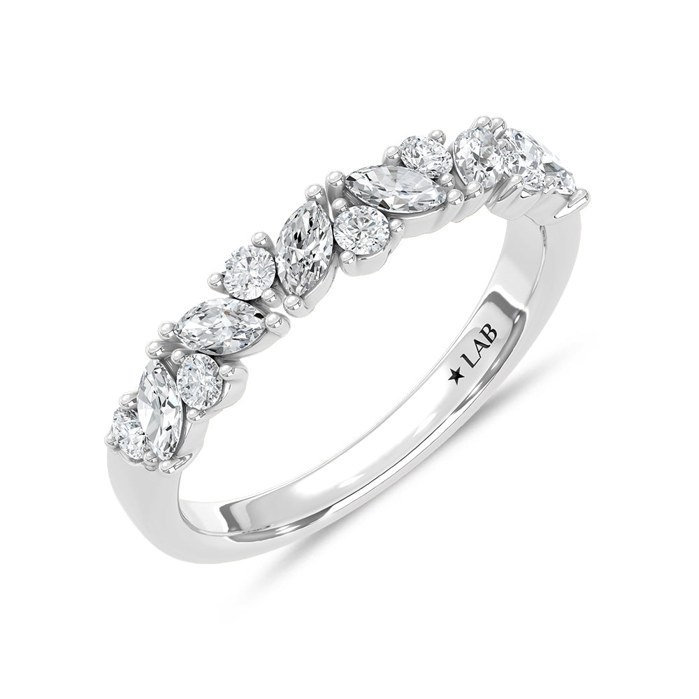 14K White Gold Lab Grown Diamond 5/8 ct. tw. Fashion Band, top view of the diamonds