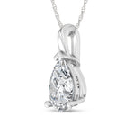 14K White Gold lab-grown diamond 1/2 ct.tw. pear-shape pendant, close-up detail shot.