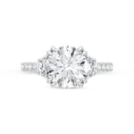 14K White Gold lab-grown diamond 3 5/8 ct.tw. round-shape engagement ring, close-up detail shot.