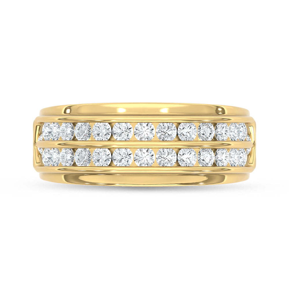 10K Yellow Gold 1 1/2 ct. tw. Lab Grown Diamond Men's Ring, side profile view showing the band