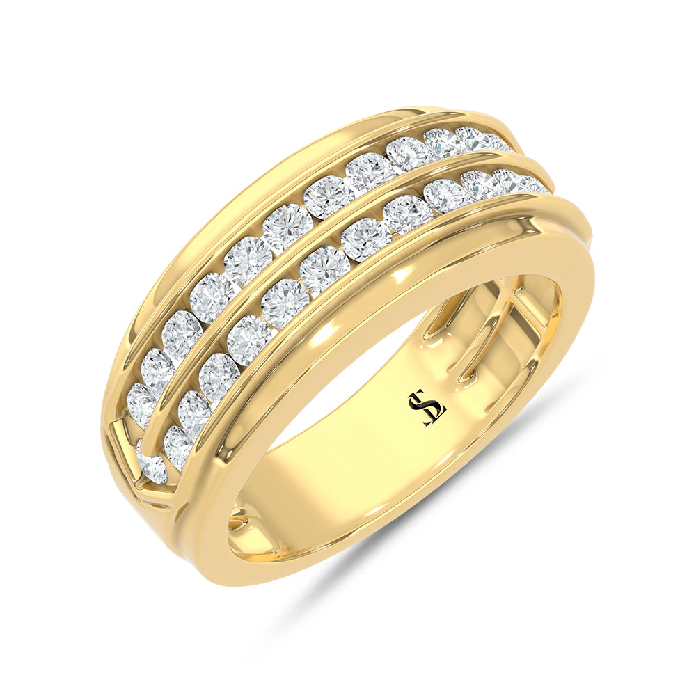 10K Yellow Gold 1 1/2 ct. tw. Lab Grown Diamond Men's Ring, top view of the diamonds
