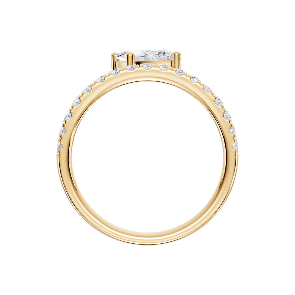 14K Yellow Gold 1 1/4 ct. tw. Lab Grown Diamond Fashion Ring, close-up of the setting