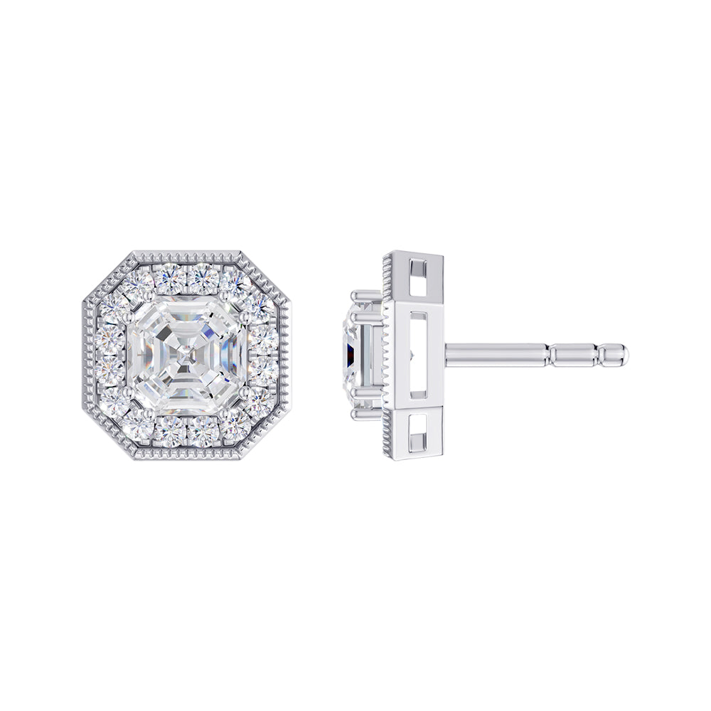 Classic 14k White Gold earrings, showcasing 1.82 CTW lab diamond, worn lifestyle shot.