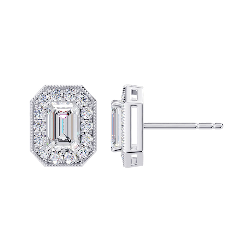 Elegant 14k White Gold earrings, showcasing 1.881 CTW lab diamond, worn lifestyle shot, Chicago fine jewelry, nationwide shipping.