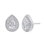 Handcrafted 14k White Gold earrings, set with 1.89 CTW lab diamond, side profile view.