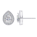 Classic 14k White Gold earrings, set with 1.89 CTW lab diamond, worn lifestyle shot.
