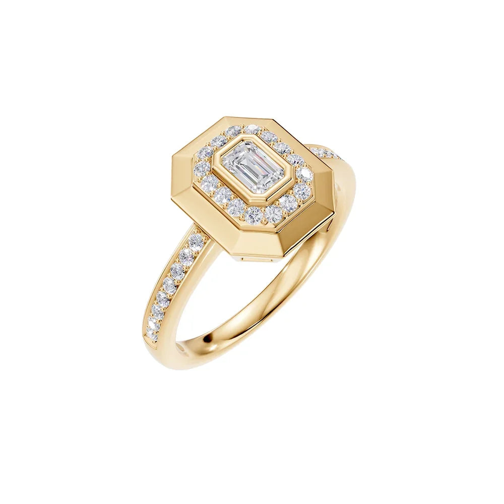 14K Yellow Gold 1/2 ct. tw. Lab Grown Diamond Fashion Ring, top view of the diamonds