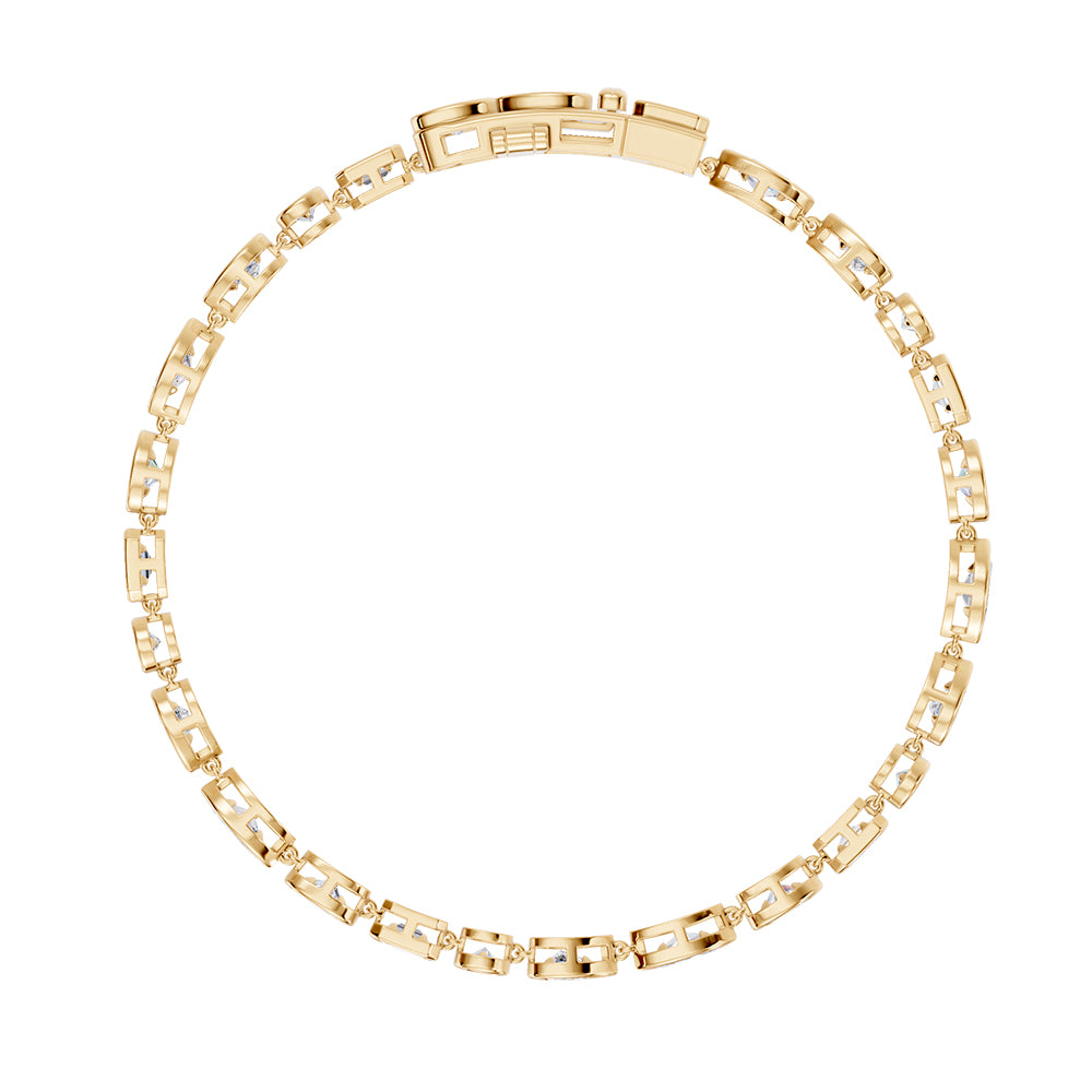 14k Yellow Gold tennis bracelet, showcasing 4.935 CTW lab diamond, worn lifestyle shot.