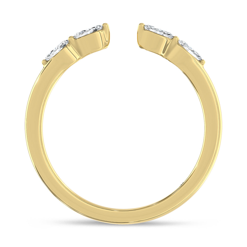 14K Yellow Gold Lab Grown Diamond 1/5 ct. tw. Pear-Shaped Open Bypass Ring, close-up of the setting