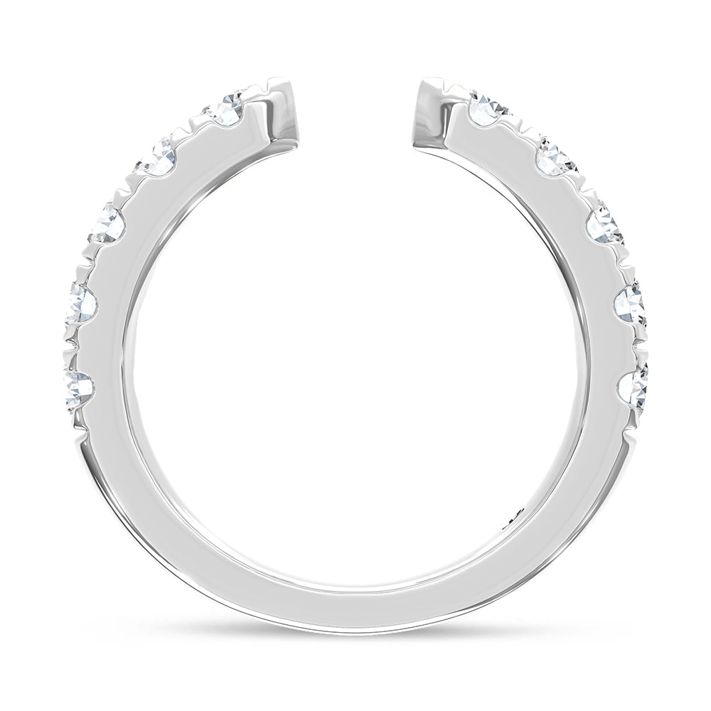 14K White Gold Lab Grown Diamond 1 ct. tw. Open Band, close-up of the diamond setting
