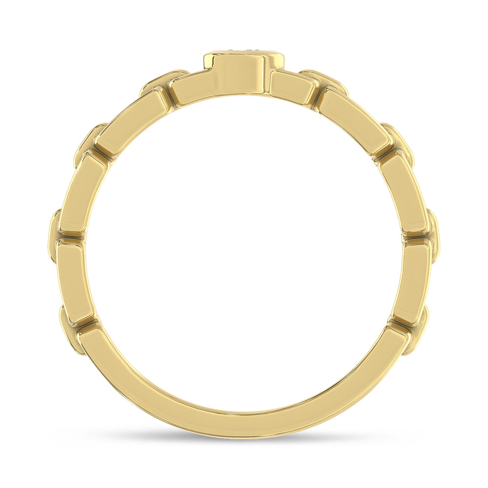 14K Yellow Gold Lab Grown Diamond 1/10 ct. tw. Fashion Band, close-up of the diamond setting