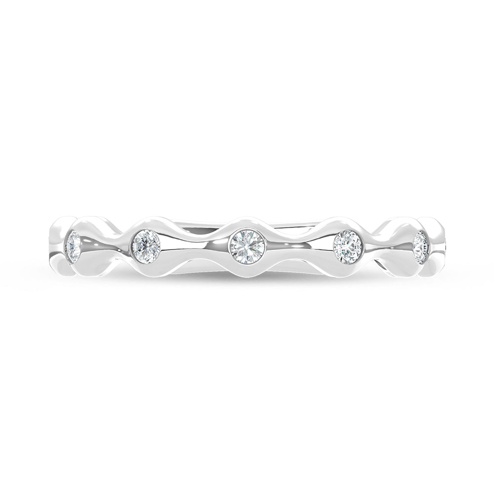 14K White Gold lab-grown diamond 1/5 Ct. fashion band, side profile view.