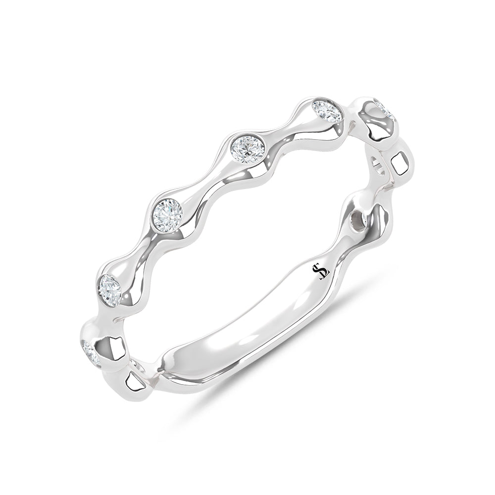 14K White Gold lab-grown diamond 1/5 Ct. fashion band, worn styling view.