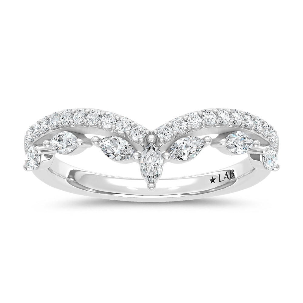 14K White Gold Lab Grown Diamond 3/8 ct. tw. Chevron Band | Picasso Gold & Diamond