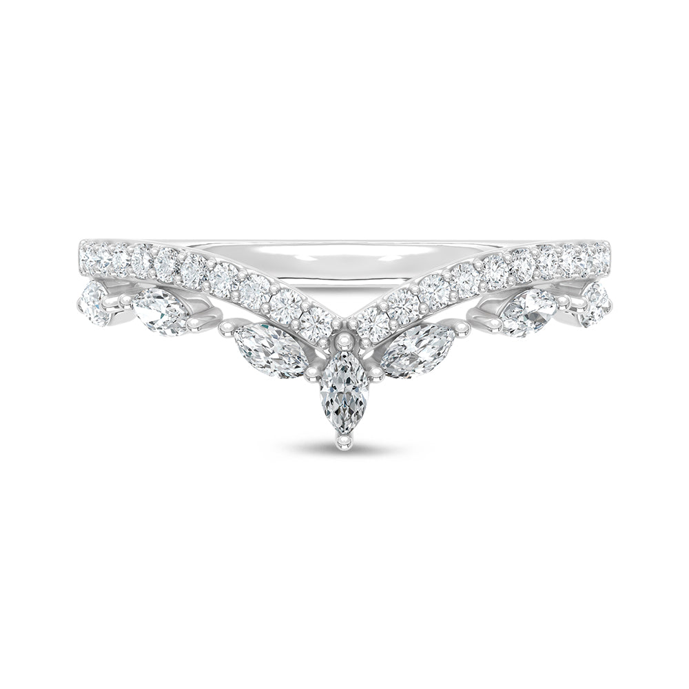 14K White Gold Lab Grown Diamond 3/8 ct. tw. Chevron Band, side profile view showing the band