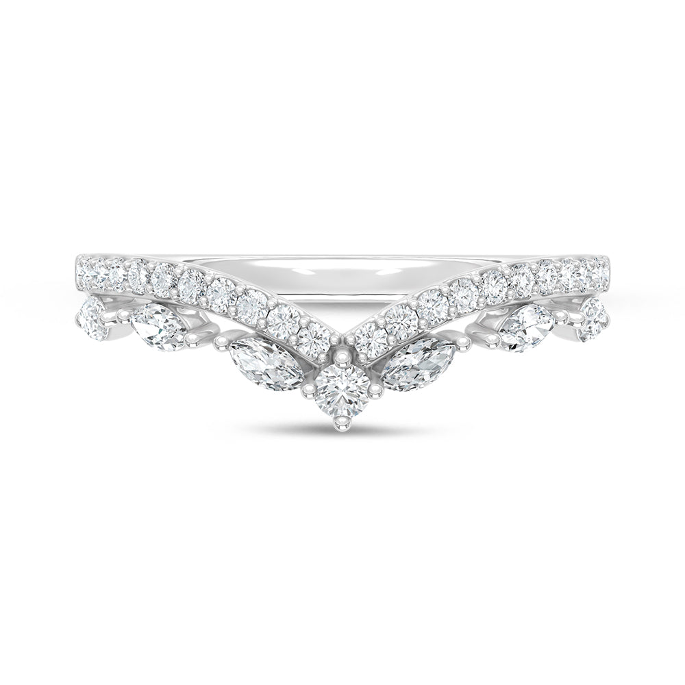 14K White Gold Lab Grown Diamond 3/8 ct. tw. Chevron Band, side profile view showing the band