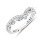 14K White Gold Lab Grown Diamond 3/8 ct. tw. Chevron Band, top view of the diamonds