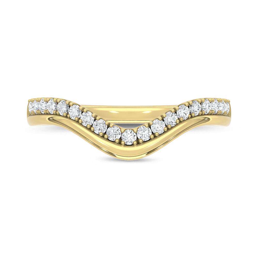 14K Yellow Gold Lab Grown Diamond 1/4 ct. tw. Chevron Band, side profile view showing the band