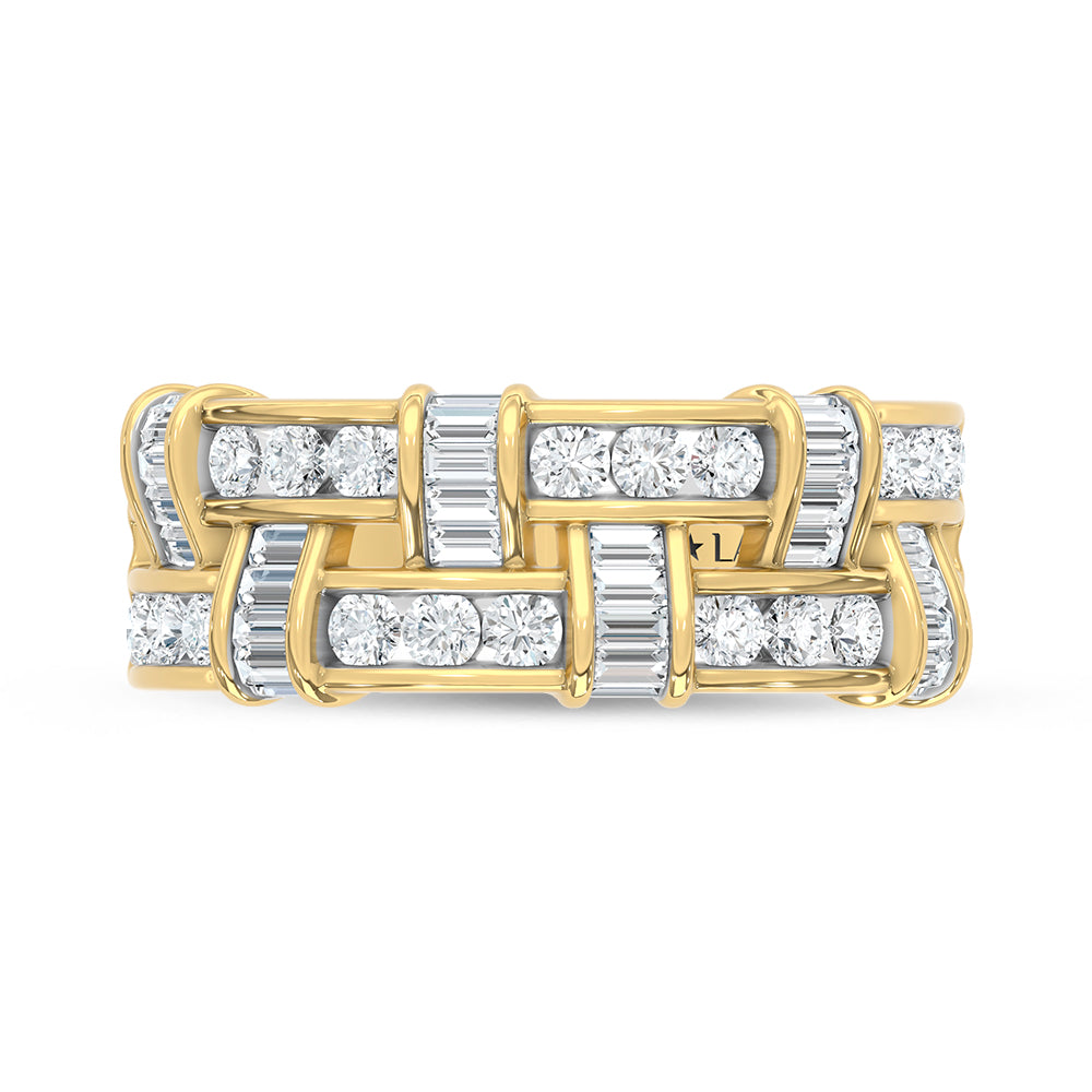 14K Yellow Gold 1 ct. tw. Lab Grown Diamond Fashion Ring, side profile view showing the band