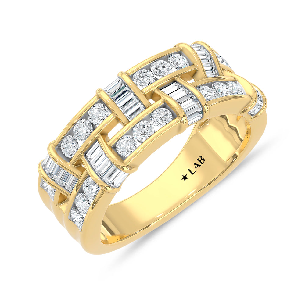 14K Yellow Gold 1 ct. tw. Lab Grown Diamond Fashion Ring, top view of the diamonds