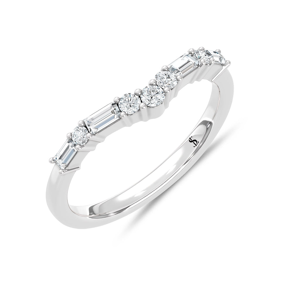 14K White Gold Lab Grown Diamond 1/3 ct. tw. Chevron Band, top view of the diamonds
