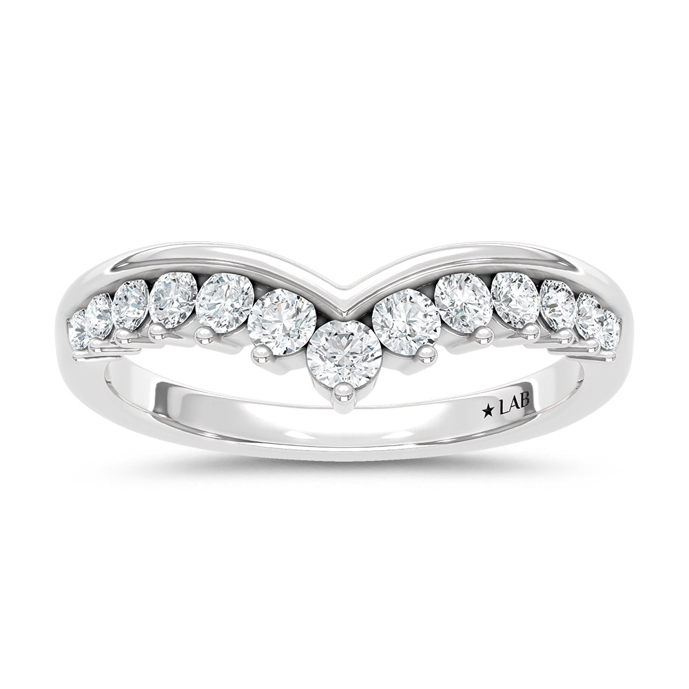 14K White Gold Lab Grown Diamond 1/2 ct. tw. Chevron Band | Picasso Gold & Diamond
