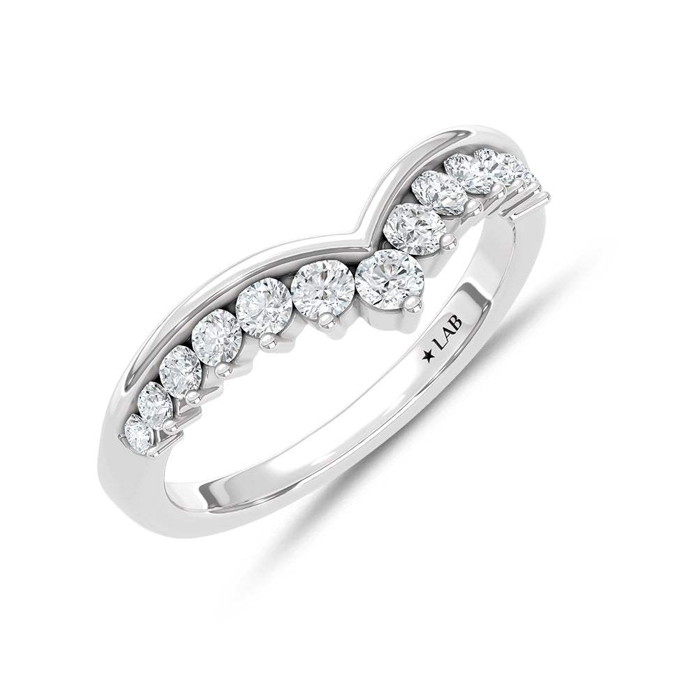 14K White Gold Lab Grown Diamond 1/2 ct. tw. Chevron Band, top view of the diamonds