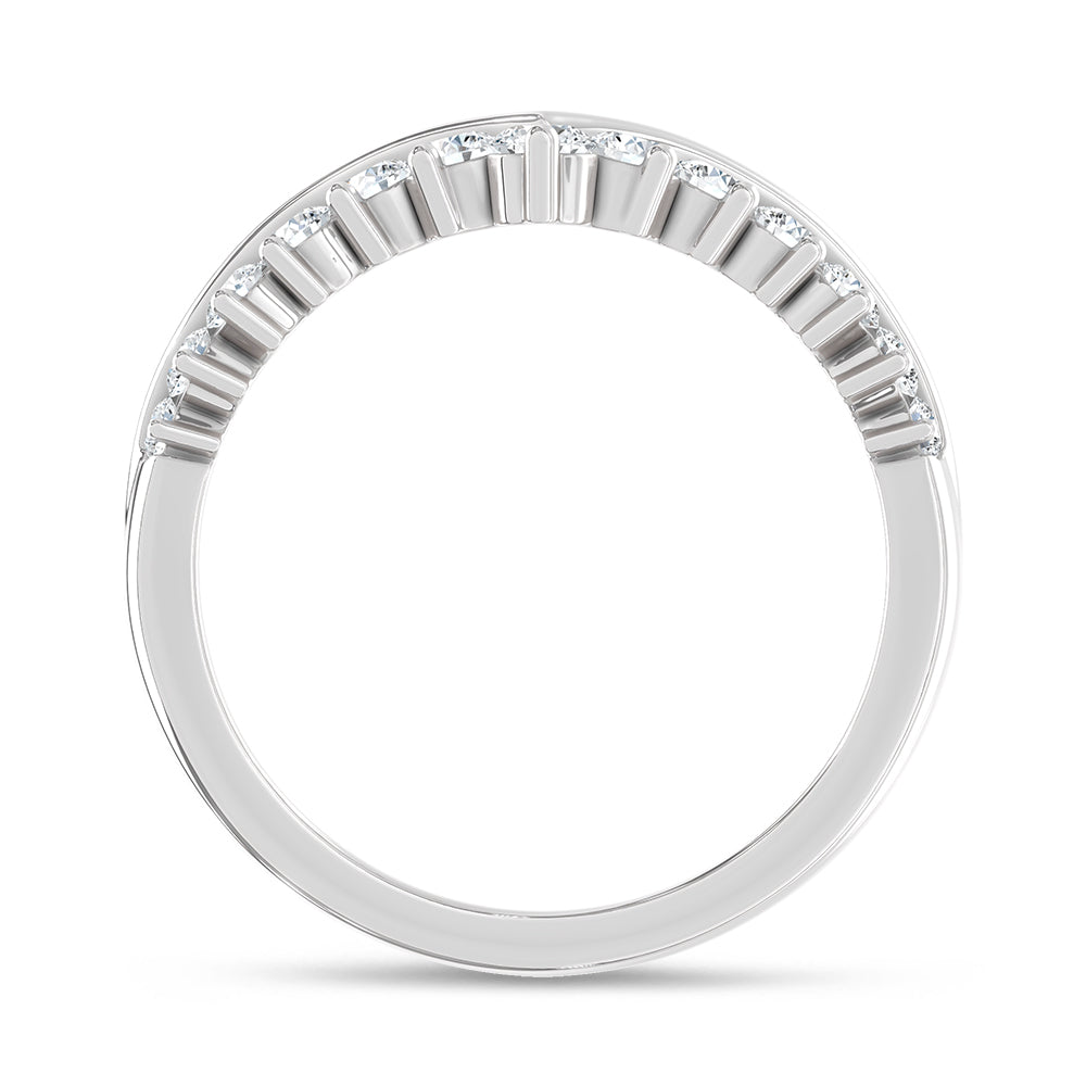 14K White Gold Lab Grown Diamond 1/2 ct. tw. Chevron Band, close-up of the diamond setting