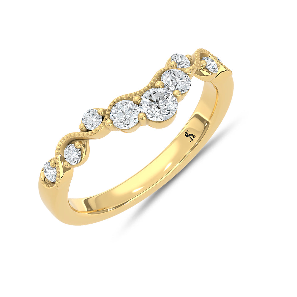 14K Yellow Gold Lab Grown Diamond 1/2 ct. tw. Chevron Band, top view of the diamonds