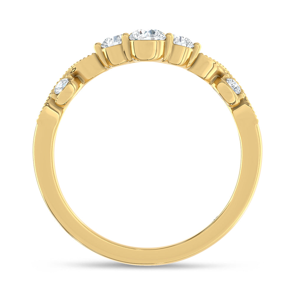 14K Yellow Gold Lab Grown Diamond 1/2 ct. tw. Chevron Band, close-up of the diamond setting
