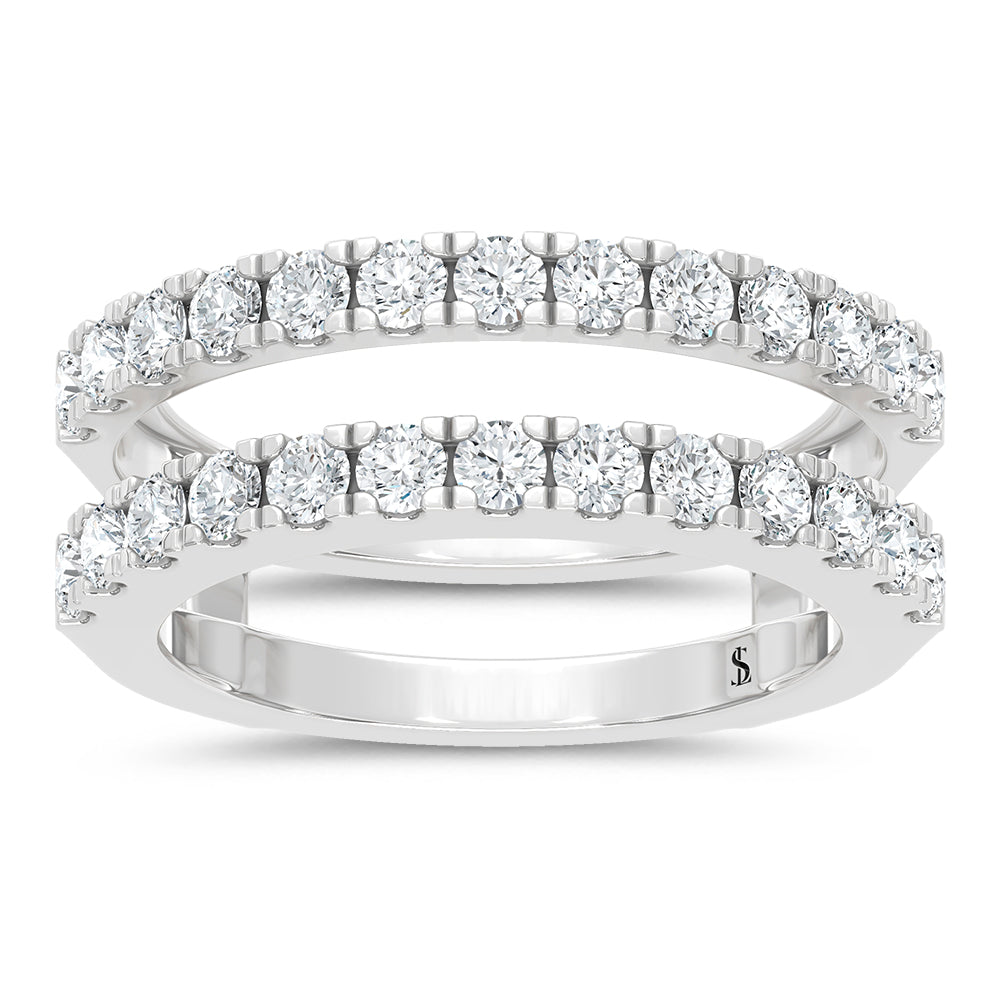 14K White Gold lab-grown diamond 1 ct.tw. machine-set wedding band, front view.