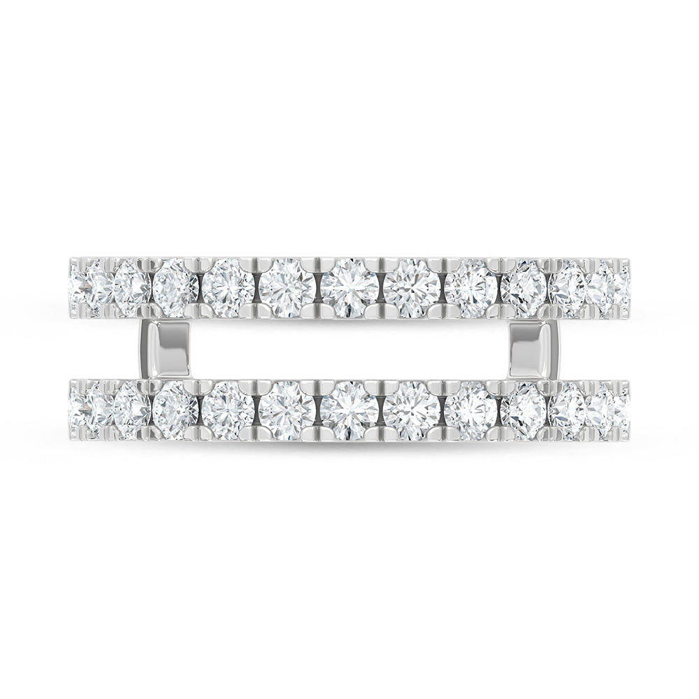 14K White Gold lab-grown diamond 1 ct.tw. machine-set wedding band, close-up detail shot.
