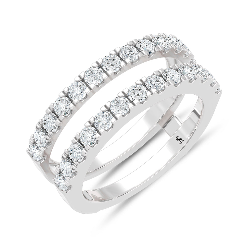 14K White Gold lab-grown diamond 1 ct.tw. machine-set wedding band, side profile view.