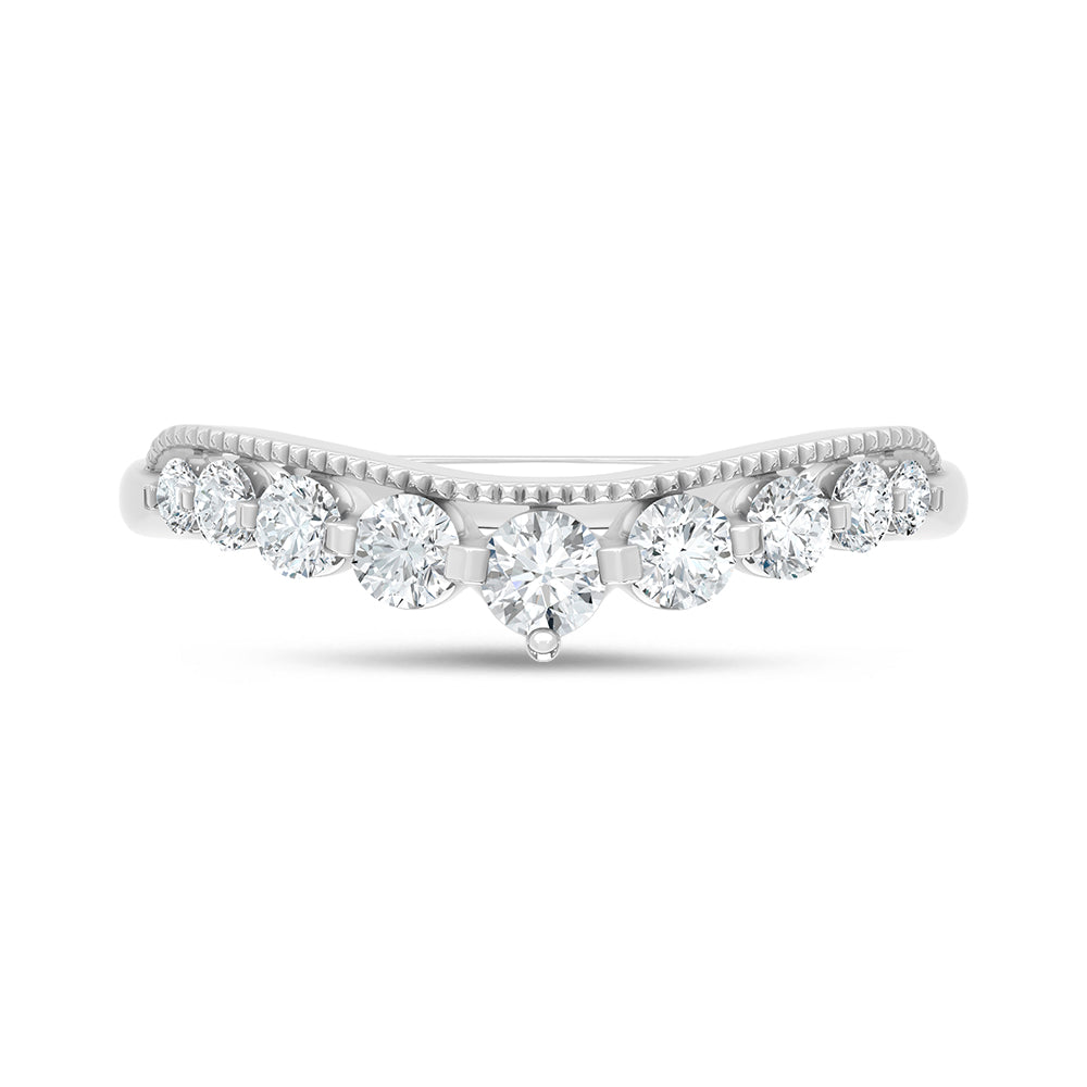 14K White Gold lab-grown diamond 1/2 ct.tw. chevron wedding band, close-up detail shot.