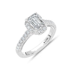 14K White Gold lab-grown diamond 1 1/2 ct.tw. emerald-cut engagement ring, side profile view.