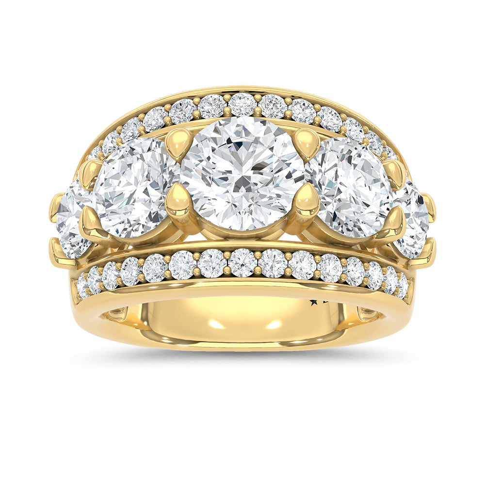 Lab-grown diamond 5 Ct. fashion band in 14K Yellow Gold, side profile view.