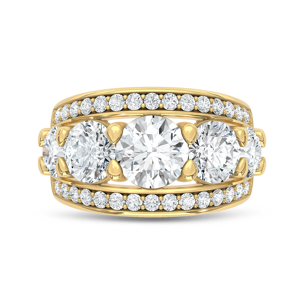 Lab-grown diamond 5 Ct. fashion band in 14K Yellow Gold, worn styling view.